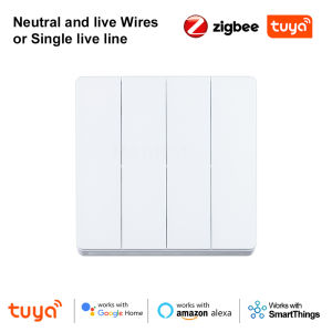 Manhot Tuya Smart EU Zigbee Button Switch No Capacitor Wire Required 1/2/3/4 Gang Wall Light Switch Work With Alexa Google Home