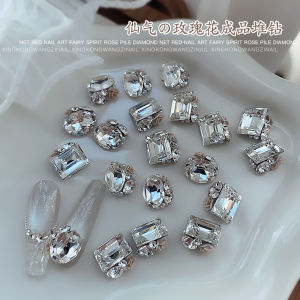 Fairy Nail Beauty Crystal Pile Rhinestone Super Flash Oval Cube Sugar Rose Finished Product Diamond Mesh Red Best Selling K9 Jewel Nails Ornament