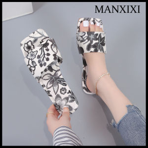MANXIXI Thời Trang Phụ Nữ Hoa Đầy Màu Sắc Đẹp Mô Hình Phẳng Dép (Kích Thước 35-42)