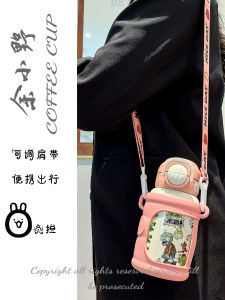 Childrens Food Grade Stainless Steel Insulated Water Bottle Plant versus Zombie Design with Crossbody Rope Cute Style Universal Use