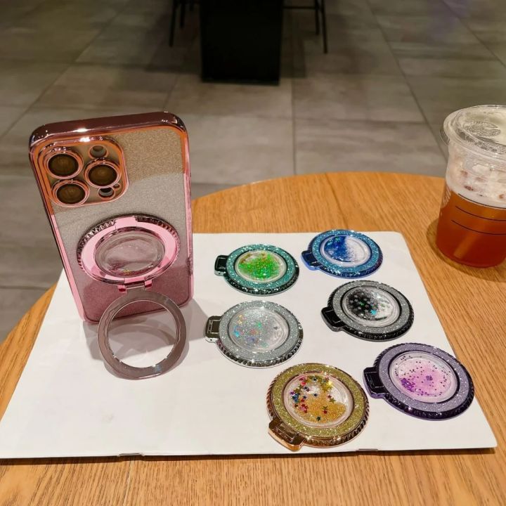 360%20Rotating%20Bg%20Quicksand%20Plating%20Finger%20Ring%20Holder%20Fashion%20Glitter%20Stand%20Grip%20For%20Mobile%20Phone%20Back%20Sticker%20Socket%20Bracket%20-%20Image%203