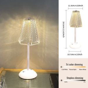 LED Table Lamp Touch Sensor USB Rechargeable Night Light 3 Color Wireless LED Bedside Lamp Atmosphere Restaurant Hotel Bar