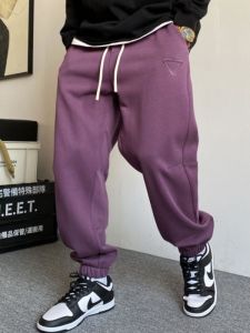 Mens Thickened Warm Harlan Sweatpants Casual Sports Trousers Autumn Winter Cuffed Loose Fit Comfortable Breathable Antibacterial