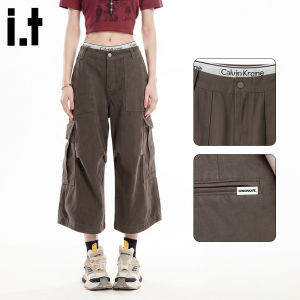 Workwear Style Loose Wide Leg Capri Pants
