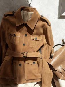 เสื้อแจ็คเก็ตสีน้ำตาลสำหรับผู้หญิง สไตล์วินเทจ เสื้อคลุมกันหนาวทรงหลวม เอวยางยืด สไตล์ลำลอง เสื้อคลุมกันหนาวที่สวมใส่สบาย