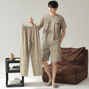 MiiOW | Pure Cotton Short Sleeve Long Pants Large Size Home Wear Set 3 Pieces