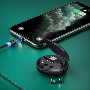 Portable Three-In-One Magnetic Absorption Data Cable Car Charger Head Type-C Mini Travel-Friendly Quick Charge Retractable