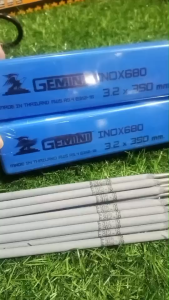 GEMINI ลวดเชื่อมเฟือง INOX 680 3.2 x 350 มม. (บรรจุ 1 กก.) ลวดเชื่อมสแตนเลสหุ้มสารประเภทไทเทเนียม