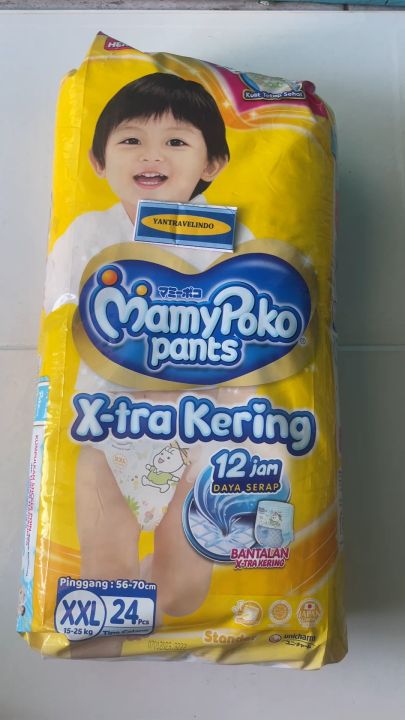 MAMYPOKO MAMY POKO PANTS POPOK XXL  UKURAN 56 – 70 CM ISI  24 PCS  POPOK SEKALI PAKAI