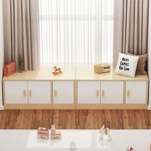 Wooden Cabinet Large Capacity Drawer Cabinet Window Cabinet Seatable Flip Top Storage Cabinet