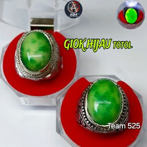 Cincin Giok merah - Redjade Kristal Tembus Plong Cina Burma Asli Pria Wanita Dim 18x13