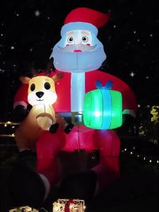 9.5FT Inflatable Christmas Santa Claus Decoration Reindeer Gift LED Home Ornament Christmas Gifts Supplies Toy Xmas Yard Decor