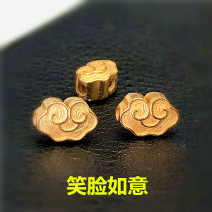 S925 Pure Silver 24K Gold Plated Ancient Enamel Lucky Clouds DIY Accessories Spacer Beads Traditional Chinese Blue Enamel