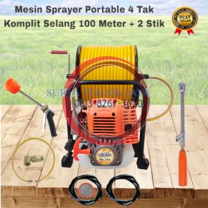 Mesin sprayer portable 4 tak Komplit selang 100 meter dan 2 Pcs stik