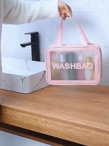 Waterproof Portable Transparent Cosmetic Makeup Skin Care Beach Wash Travel Bag Pouch Organizer