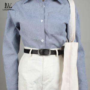 LouisWill Fashion Women Belts Retro Belt Elegant Slim Belt Cow Leather Belt Adjustable Girls Ladies Long Straps Waistbands Dress Coat Alloy Buckle Letter Buckle Leisure Belt