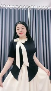 Set Áo Váy Bigsize Nữ Bộ Váy Sang Chảnh Đi Tiệc Áo Tay Ngắn Phối Nơ Cổ Xinh Kèm Chân Váy Dài SET848