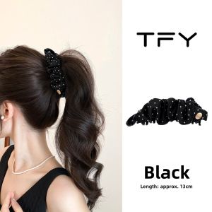 TFY | Banana Clip for High Ponytail with Polka Dots and Large Size