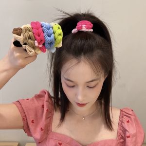 Colorful Dopaamine Butterfly Knot Woven Hair Ties High Elasticity Durable Womens Simple Hair Bands New Thickened Models
