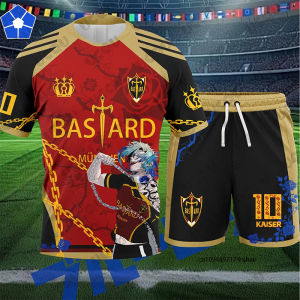 Blue Lock Anime Cosplay Men Summer Bastard Munchen Kaiser Print Tshirt+Short Sets Casual Suit Kids/Adullt Jersey Training Kit