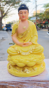 Tượng Phật A Di Đà ngồi trên đài sen bằng đá Việt Nam cao cấp cao 30cm — Vàng Thạch Anh