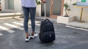 Premium Business Trolley Laptop Backpack Bag with Wheels Cabin Luggage Bags for Men Women School (SG Stock)
