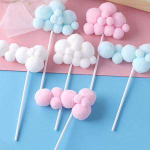 AN Cake topper awan 3D pompom / Hiasan cake awan cloud pompom bola bola leisurera COD