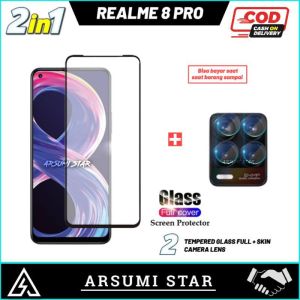 PROMO PAKET MURAH 2 IN 1 TEMPERED GLASS FULL COVER REALME 8 PRO TG ANTI GORES KACA FULL COVER + CAMERA LENS