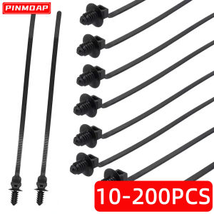 PINMOAP Automotive Cable Tie Car Cable Fastening Ties Nylon Black Car Auto Cable Strap Push Mount Wire Tie Retainer Clip Clamp