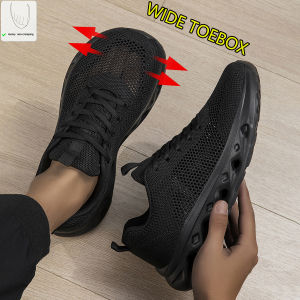 Yrfe | Black Breathable Wide Last Men Shoes Summer
