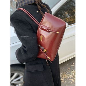 Túi Đeo Vai Dung Tích Lớn Kiểu Pháp Cổ Điển Cho Nữ Mùa Đông Thời Trang Nhỏ Gọn Đa Năng Túi Đeo Chéo Bằng Da PU Màu Trơn