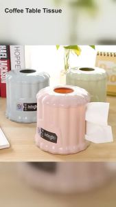 round Plastic Tissue Box Coffee Table Paper Roll Holder Home Living Room Restaurant Desktop Organizer