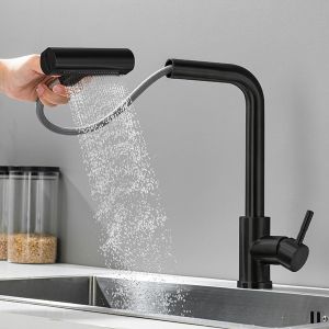 ก๊อกน้ําห้องครัว 4 โหมด ก๊อกน้ําอ่างล้างจานพร้อมเครื่องพ่นสารเคมีแบบดึงลง ก๊อกน้ําอ่างล้างจานแบบดึงออกได้สแตนเลส 1 หรือ 3 Ho