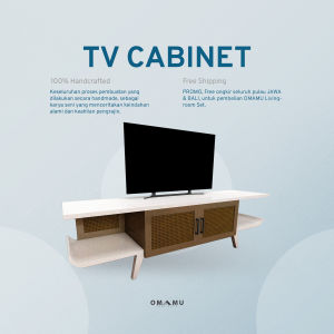 Meja TV Aesthetic Minimalis Modern TV Cabinet Bahan Kayu Jati Solid Ukuran 180 cm