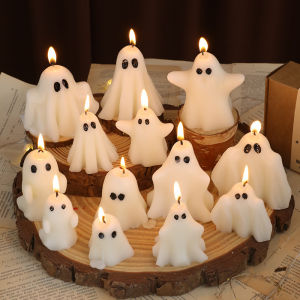 Halloween-Themed Candles White Ghost-Shaped Candles Festive Scented Candles Halloween Gift Atmosphere Decoration