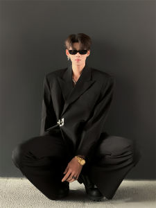 Ace Buckle Niche Style Metal Buckle Non-Ironing Leisure Suit Mens Korean Style Sense of Design Handsome Classy Corridor-Shaped Baggy Coat