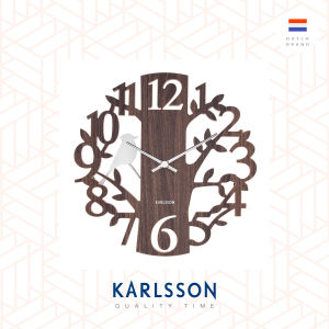 Karlsson Wall clock 40cm woodpecker MDF brown (Pendulum)
