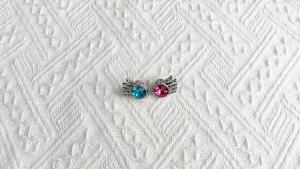 Bandai | Luna Lovegood Spectrespecs Brooch Pin Silver Alloy Blue Pink Crystal Rhinestone Lapel Pin Wizard Cosplay Accessory