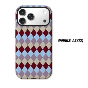 argyle diamond Phone Case for iPhone 18 17 16 15 14 13 12 11 Air Pro Max Plus Double-layer Cover