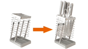 🇸🇬 ReadyStock - 304 Stainless Steel Kitchen Knife Holder Household Drain Countertop Kitchen Knife Rack Knife Holder Storage Rack 不锈钢刀架
