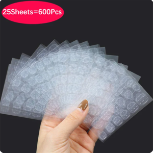 600PCS Double Sided Glue Nail Sticker Adhesive Tabs Waterproof Breathable Fake Nail Glue Stickers Jelly False Nails Tips