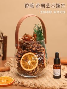 Portable Indoor Leather Aroma Diffuser Cup Essential Oil Cinnamon Scent Dry Flower Decor Home Fragrance Gift Set