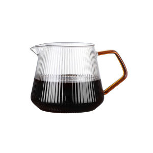 Glass Coffee Server - 400ml/600ml Vertical Striped Coffee Pot For Pour Over Coffee & Tea Microwave Safe & Heatproof Glass Body