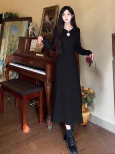 Elegant Knitted Long Sleeve Dress Slimming A-Line Silhouette for plus Size Women Festive Celebration Evening Gown