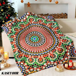 Moroccan Mosaic Winter Summer Flannel Blanket Throw Fleece Soft Fuzzy Plush Cozy Fleece Blankets for Sofa Ideal Gifts