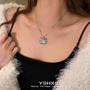 Sweet Diamond Embedded Cat Pendant Necklace Womens Cute Cartoon Millennium Girl Y2K Versatile Choker Alloy Material Fresh out