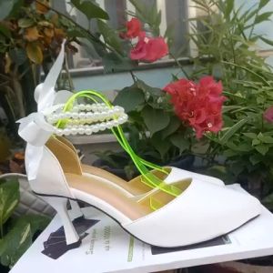 Giày cưới giày tiệc cao gót hot triend big size 40 41 42 43 màu trắng siêu xinh cao 7 phân hit hot rất êm chân