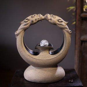 New Chinese Style Desktop Water Flow Ornaments Office Wealth Attracting Crystal Ball Decorative Water Landscape Living Room Study Decoration