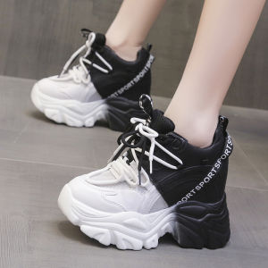 Giày Thể Thao Lưới Thoáng Khí Đế Dày Giày Thể Thao Thường Ngày Cho Nữ Giày Đế Cao 9cm Giày Đế PU Đế Cao Su Đế PU