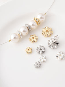 14K Gold Plated High Quality Embedded Zircon Wheel Flat Separator Beads Handmade DIY Pearl Bracelet Electroplated Silver Spacer Accessories